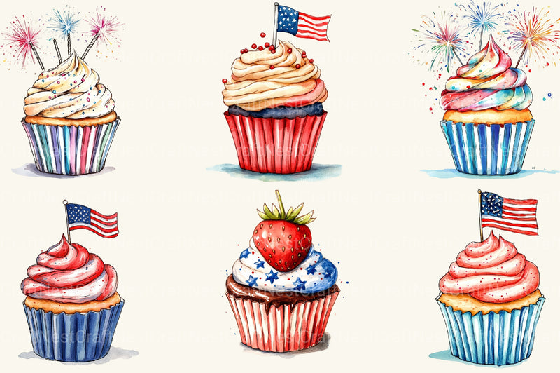 Cupcake Patriotic 4th Of July Clipart Bundle - CraftNest - Digital Crafting and Art