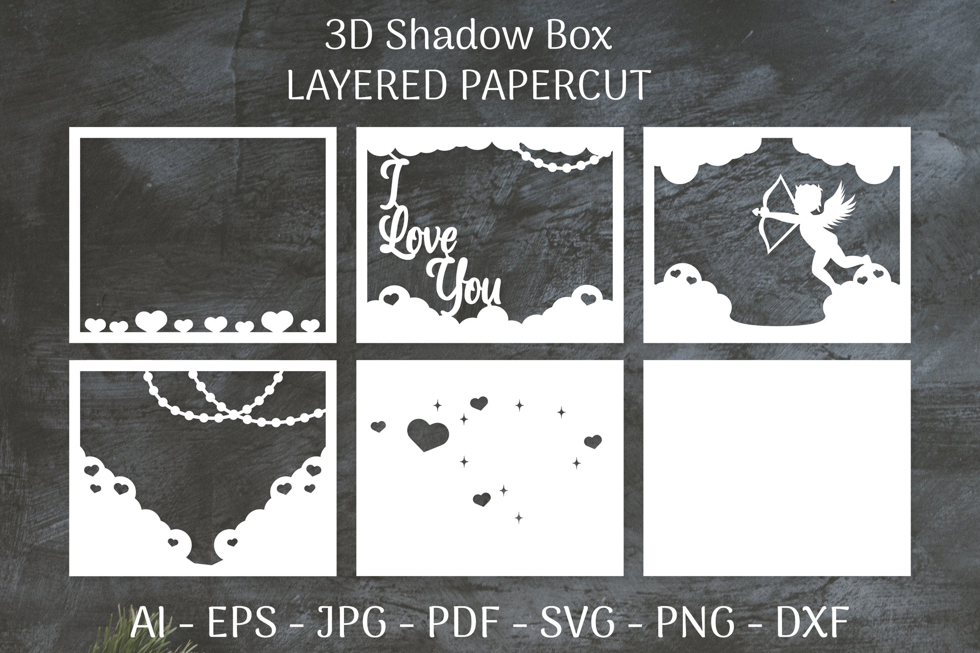 Cupid I Love You 3D Shadow Box Papercut SVG Bundle - CraftNest - Digital Crafting and Art