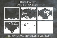 Cupid I Love You 3D Shadow Box Papercut SVG Bundle - CraftNest - Digital Crafting and Art