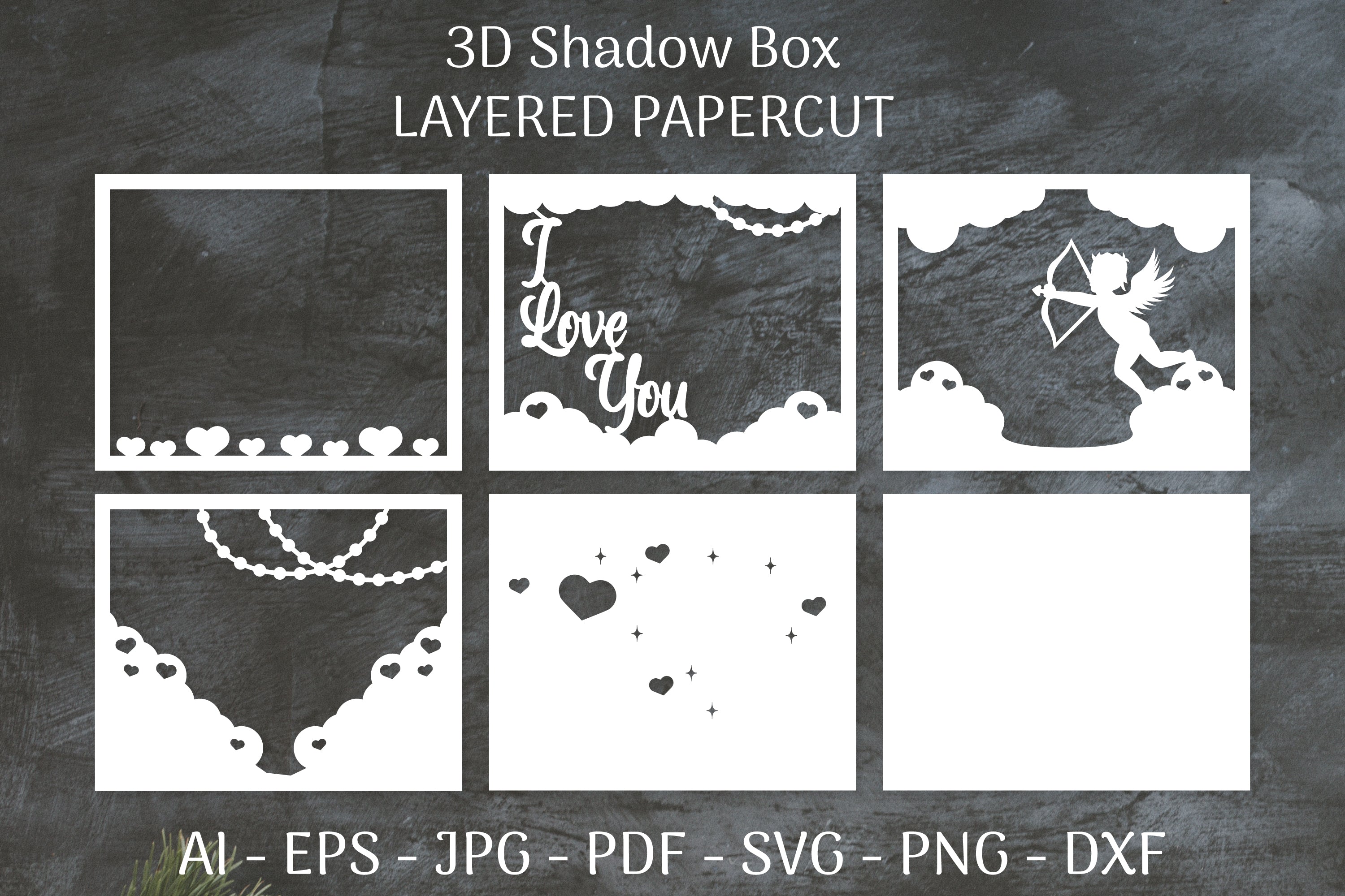 Cupid I Love You 3D Shadow Box Papercut SVG Bundle - CraftNest - Digital Crafting and Art