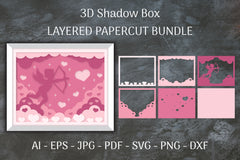 Cupid Love 3D Shadow Box Layered Papercut SVG Bundle - CraftNest - Digital Crafting and Art