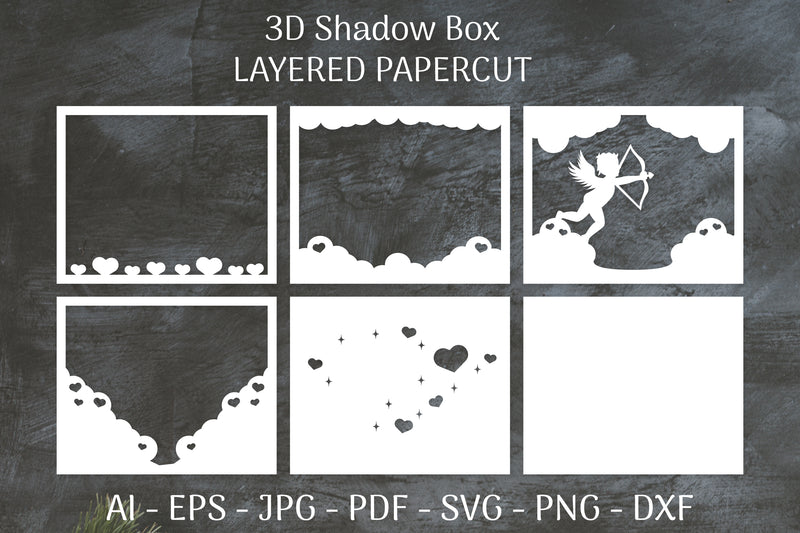Cupid Love 3D Shadow Box Layered Papercut SVG Bundle - CraftNest - Digital Crafting and Art