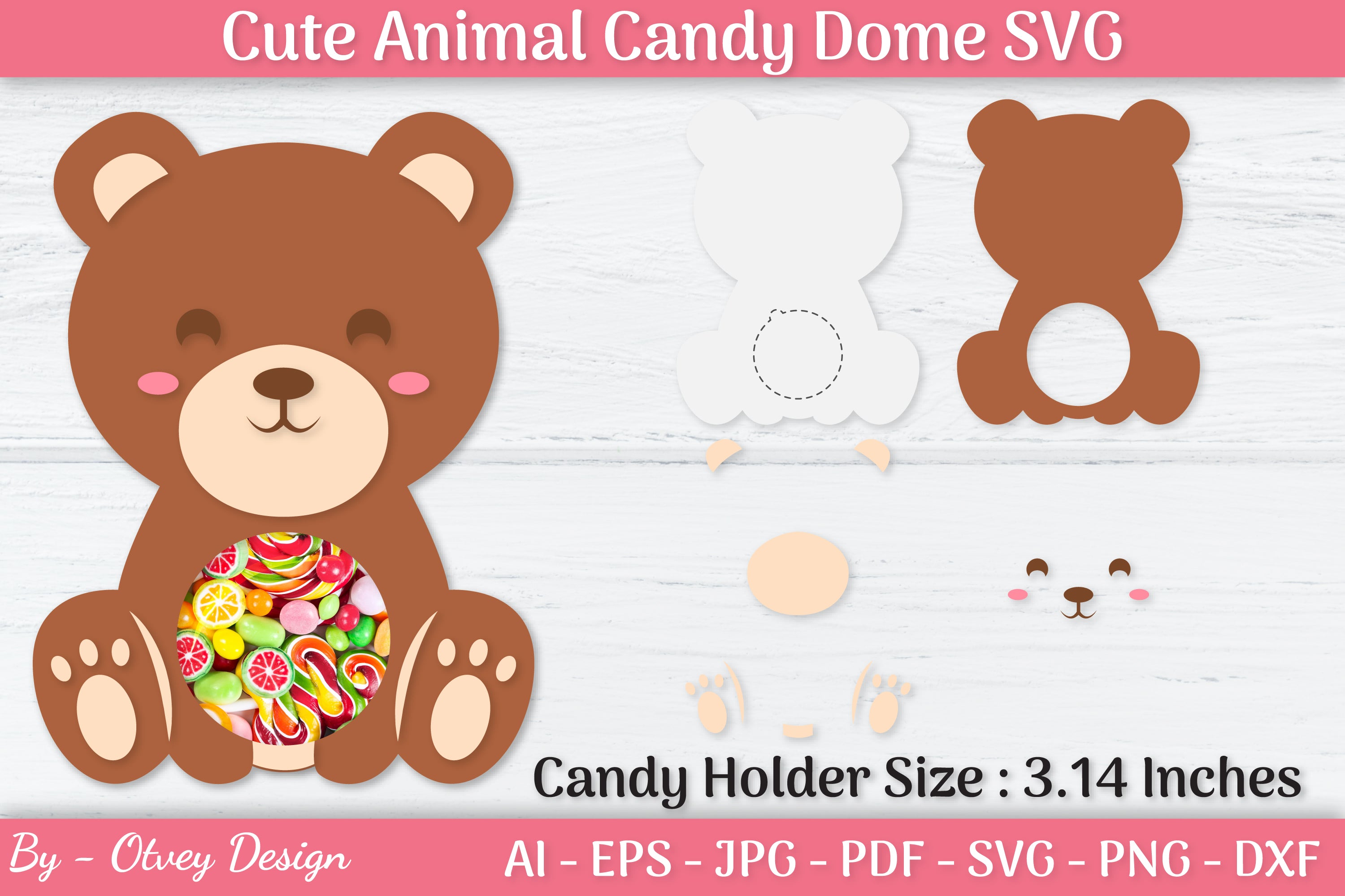 Cute Animals Candy Dome Holder SVG Bundle