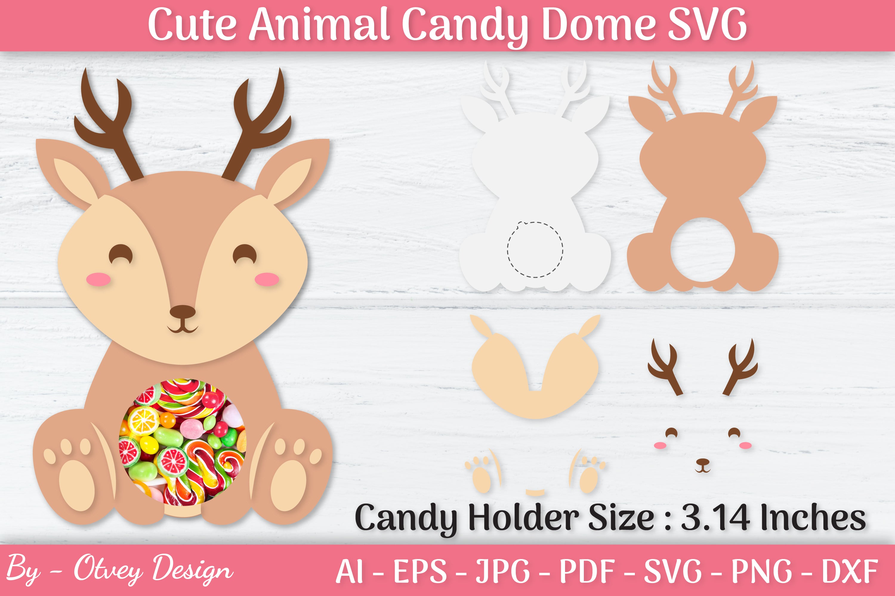 Cute Animals Candy Dome Holder SVG Bundle