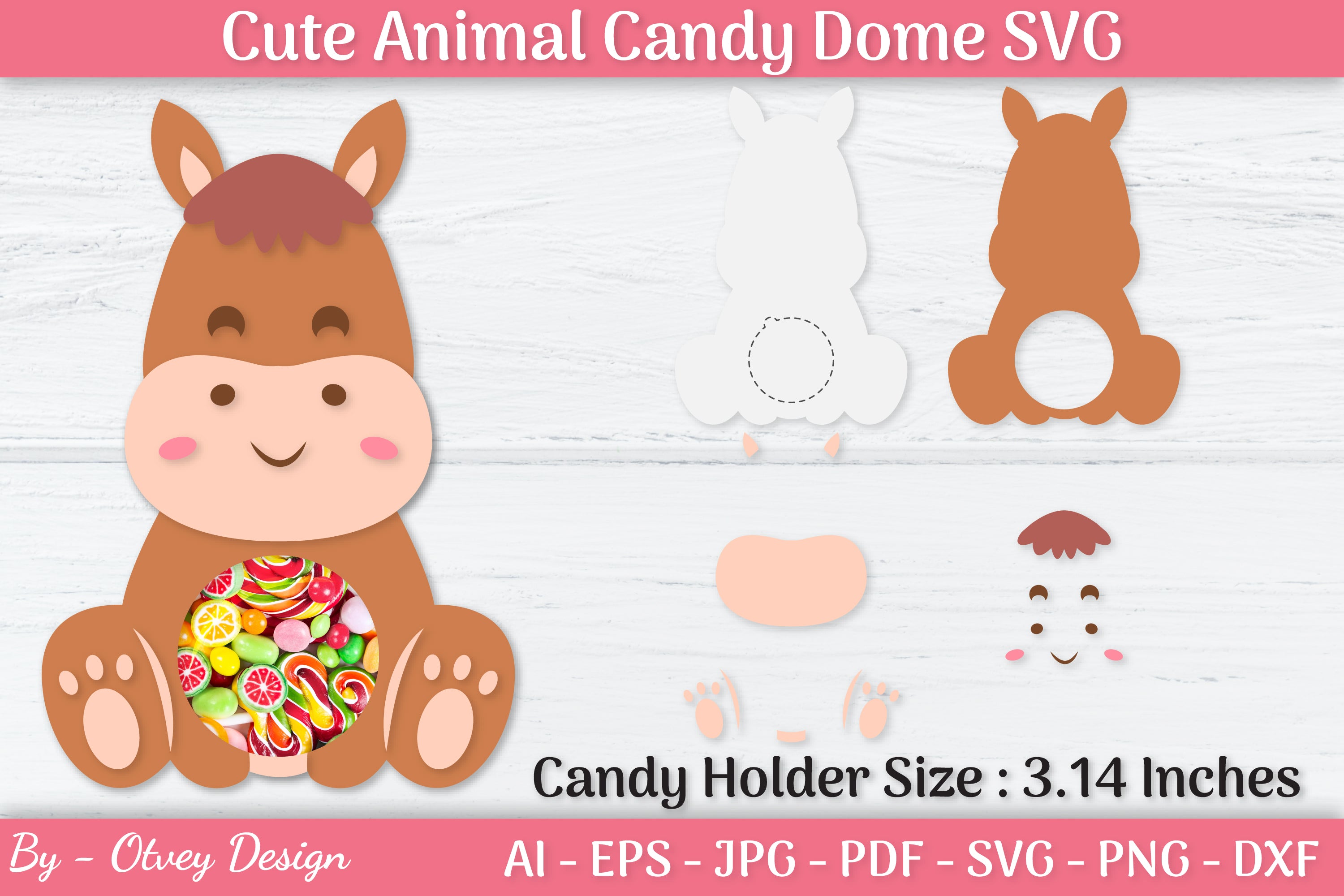 Cute Animals Candy Dome Holder SVG Bundle