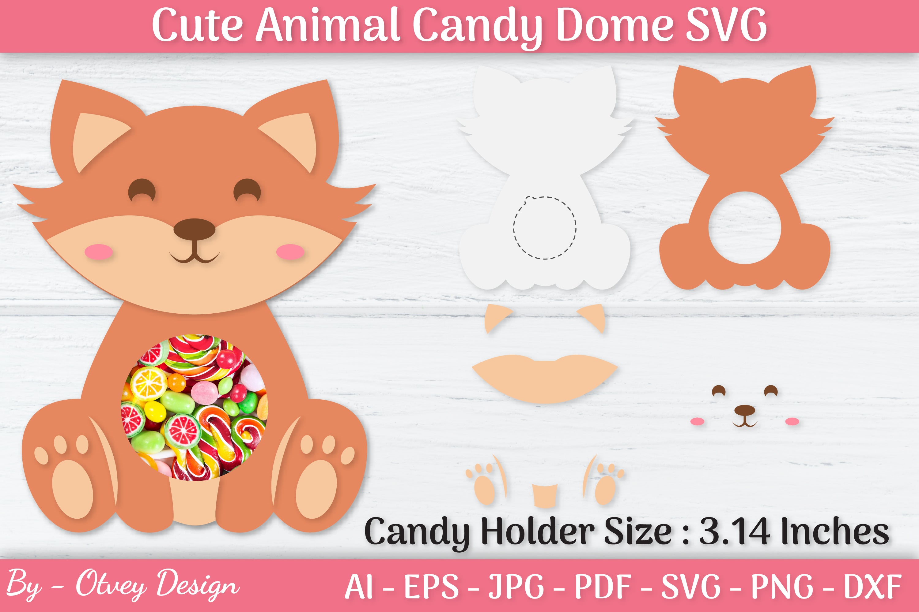Cute Animals Candy Dome Holder SVG Bundle