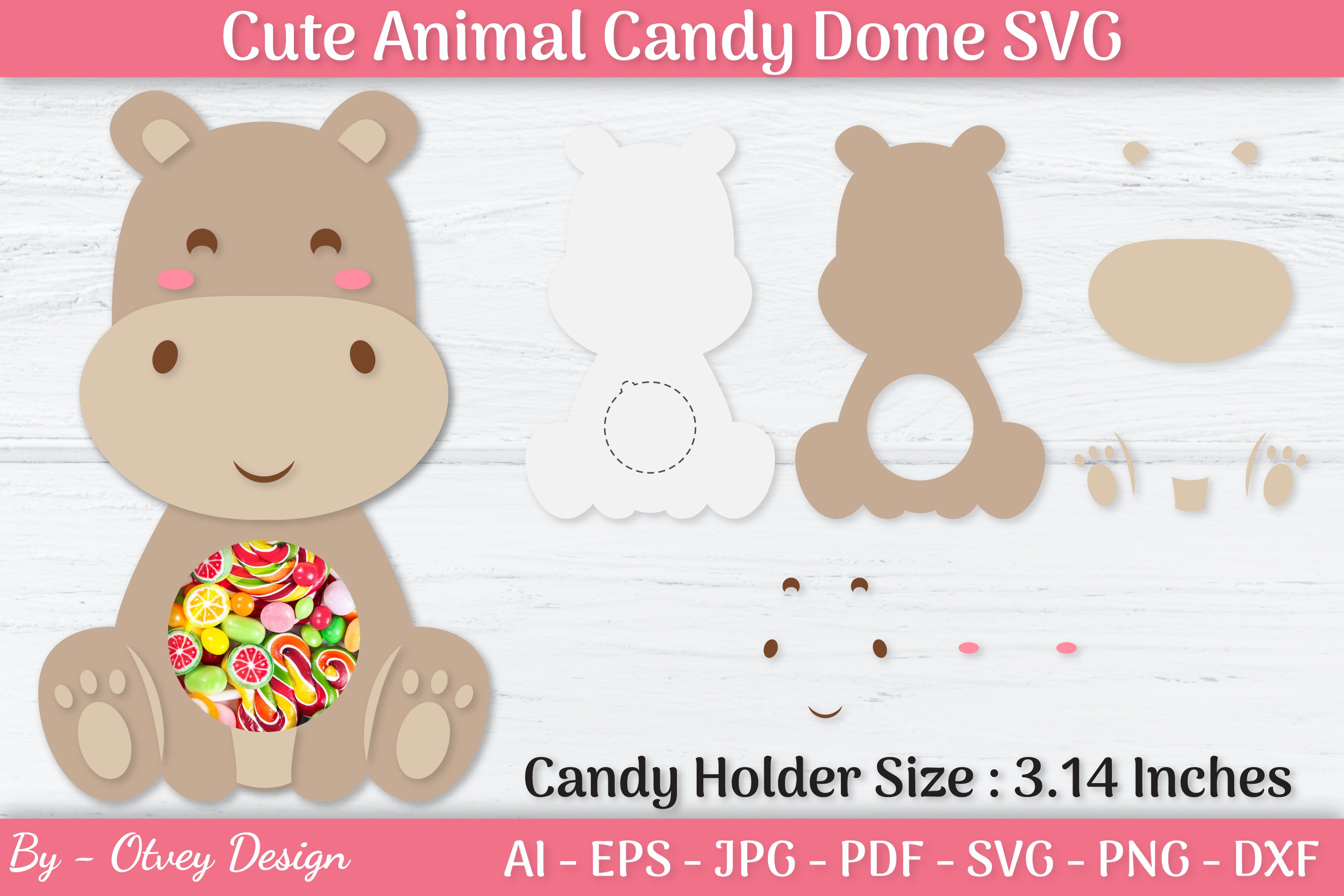 Cute Animals Candy Dome Holder SVG Bundle