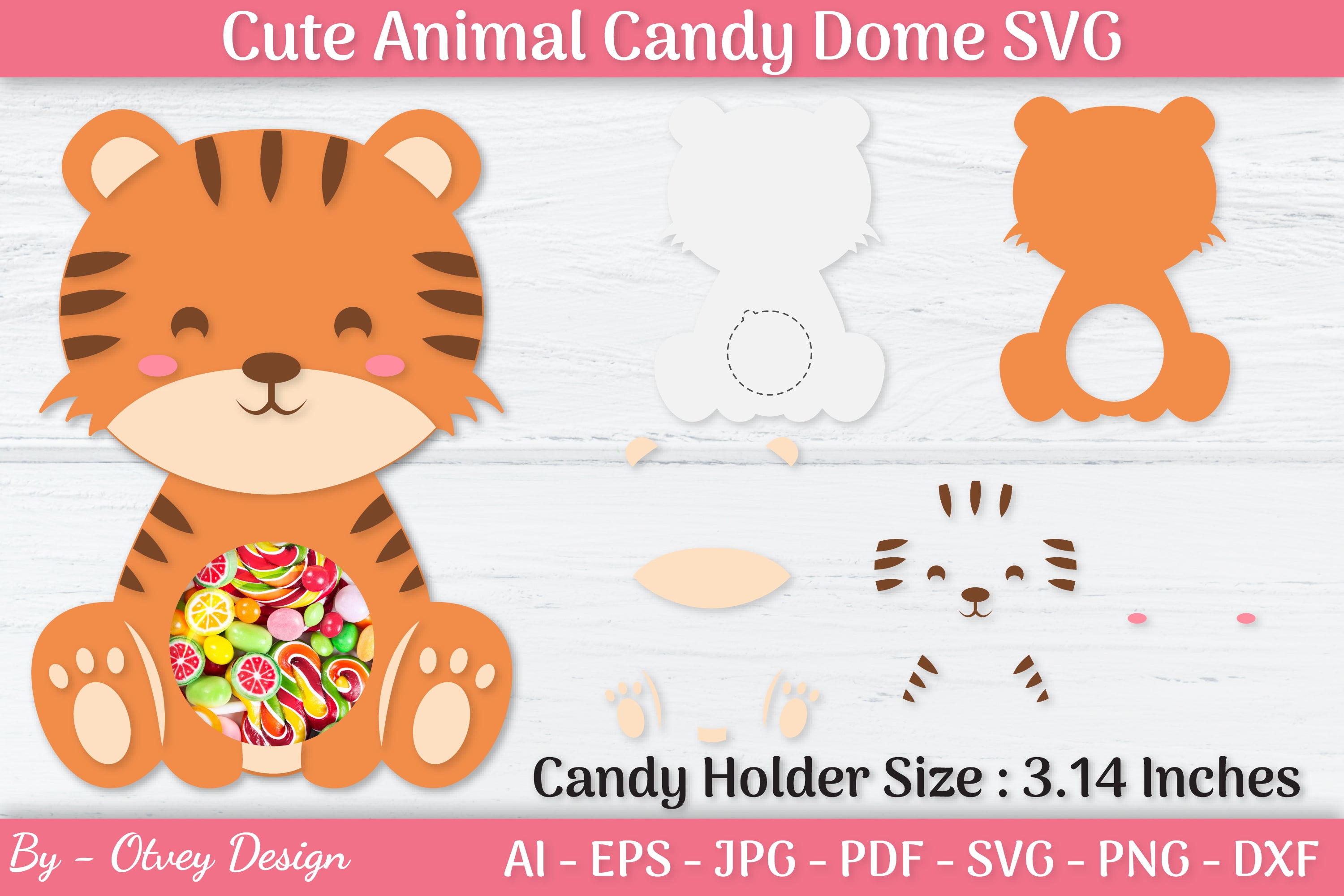 Cute Animals Candy Dome Holder SVG Bundle