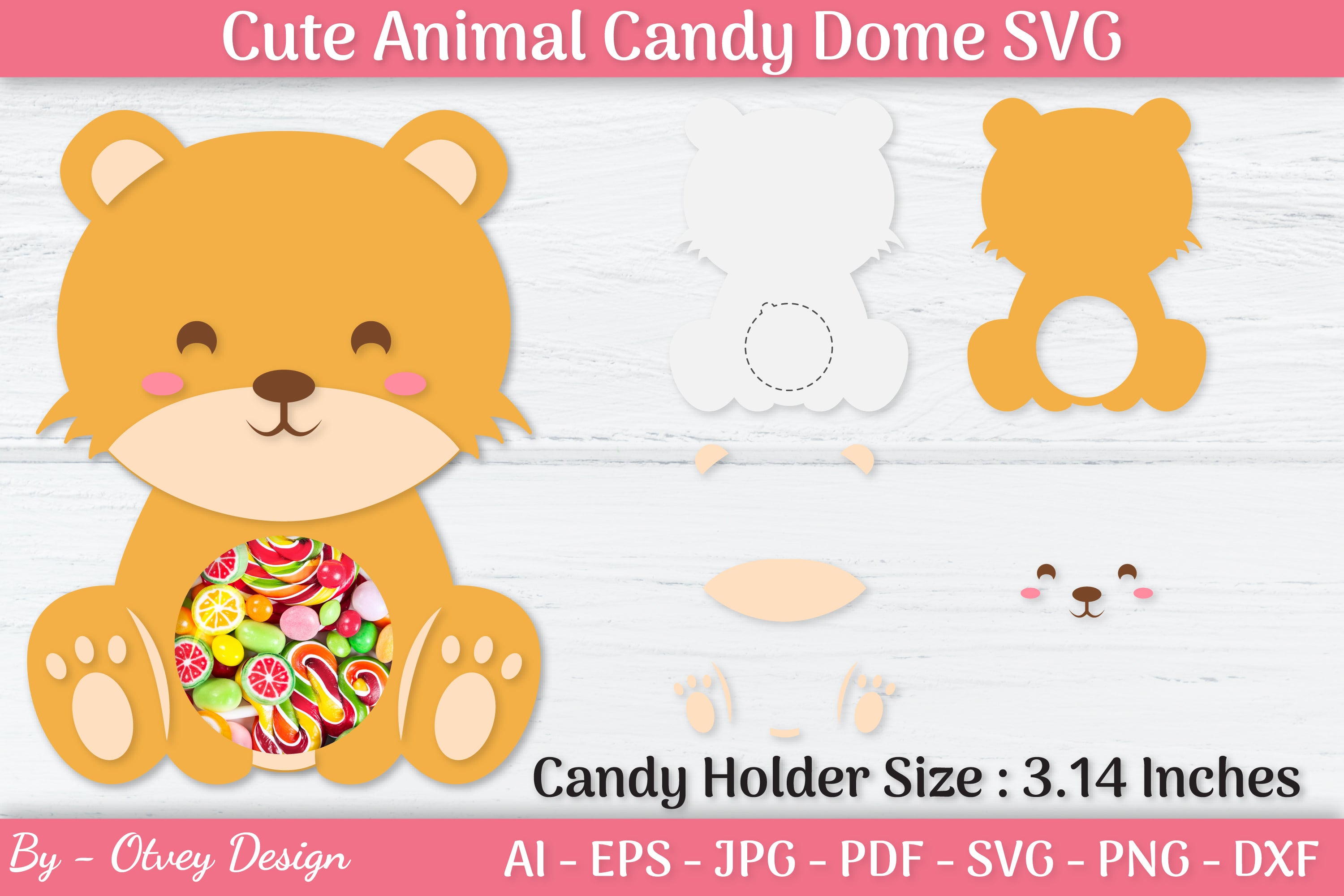 Cute Animals Candy Dome Holder SVG Bundle