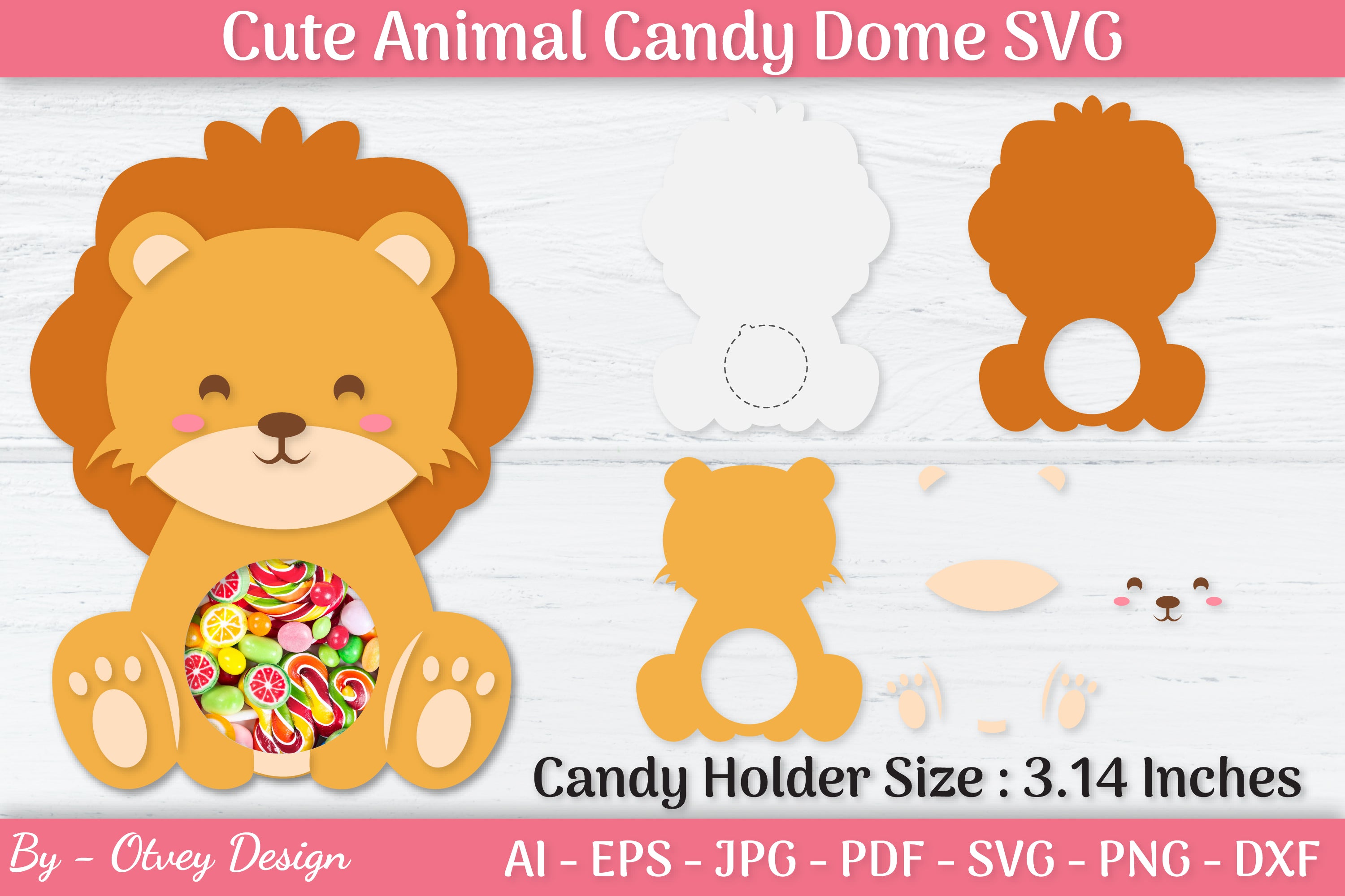 Cute Animals Candy Dome Holder SVG Bundle