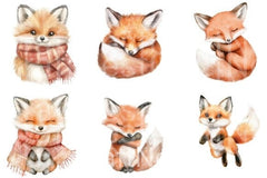Cute Baby Foxes Clipart Bundle - CraftNest - Digital Crafting and Art