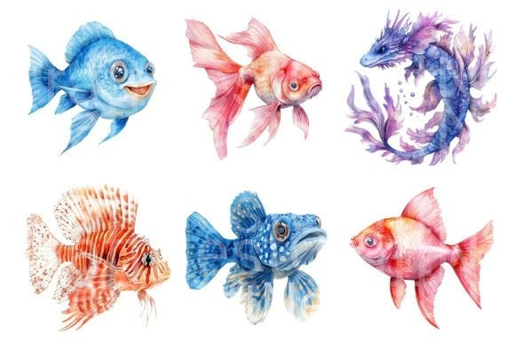 Cute Fishes Clipart Bundle - CraftNest - Digital Crafting and Art