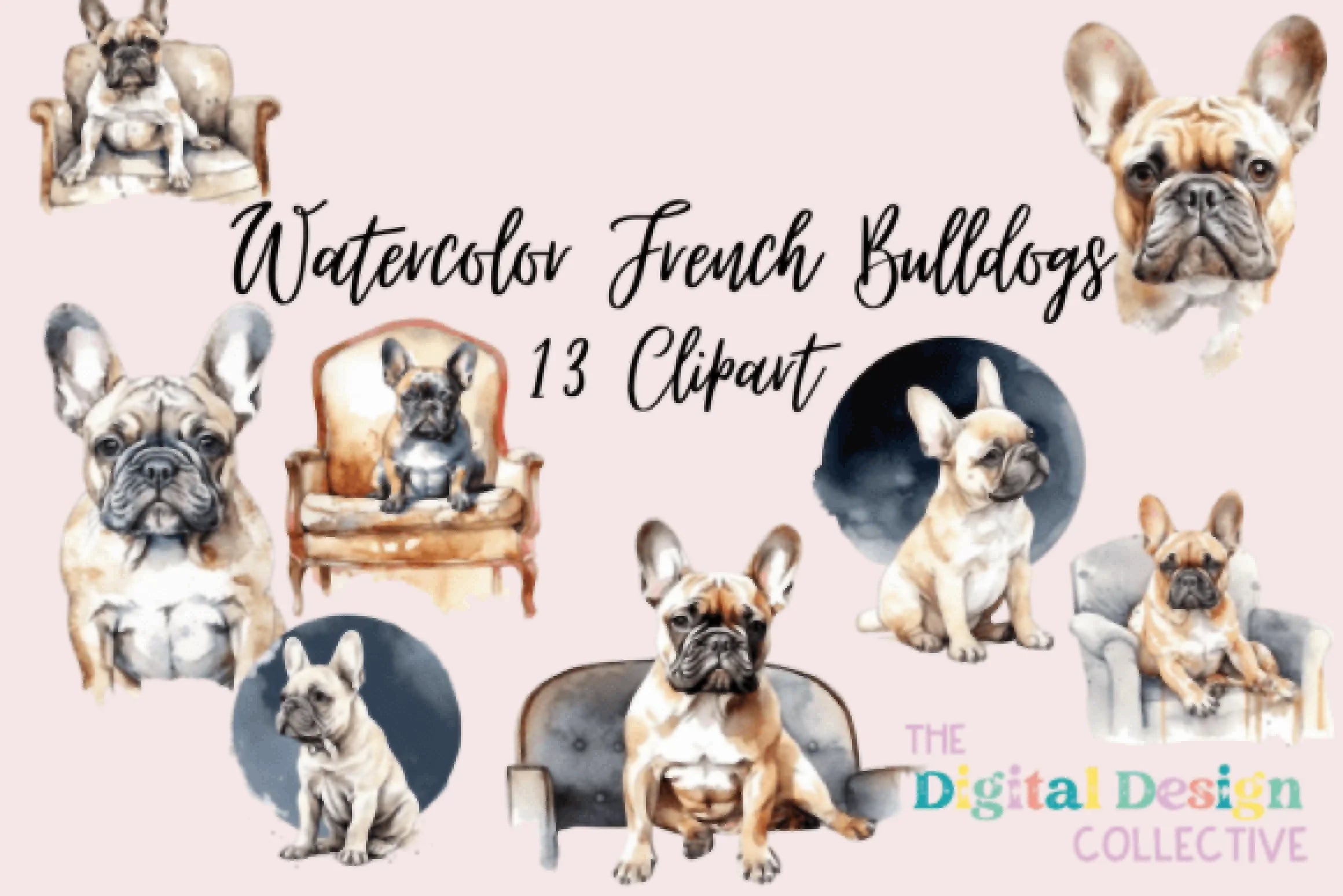 Cute French Bulldog Clipart Bundle - CraftNest - Digital Crafting and Art