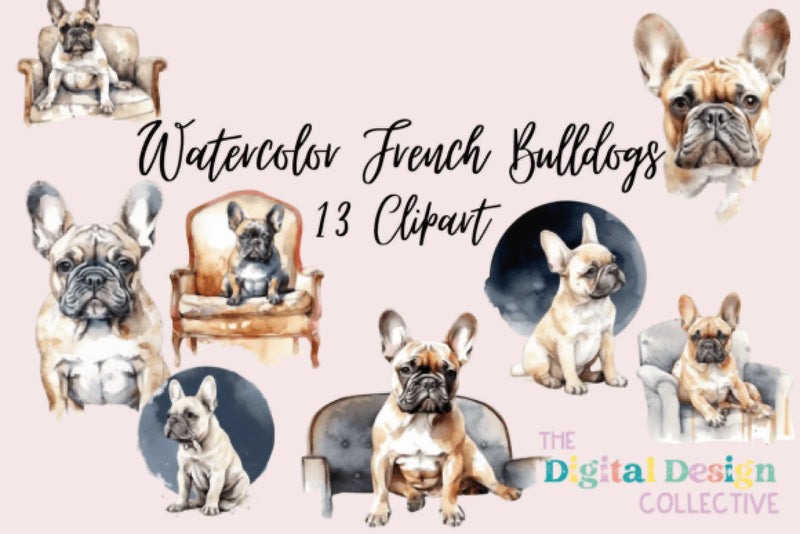 Cute French Bulldog Clipart Bundle - CraftNest - Digital Crafting and Art