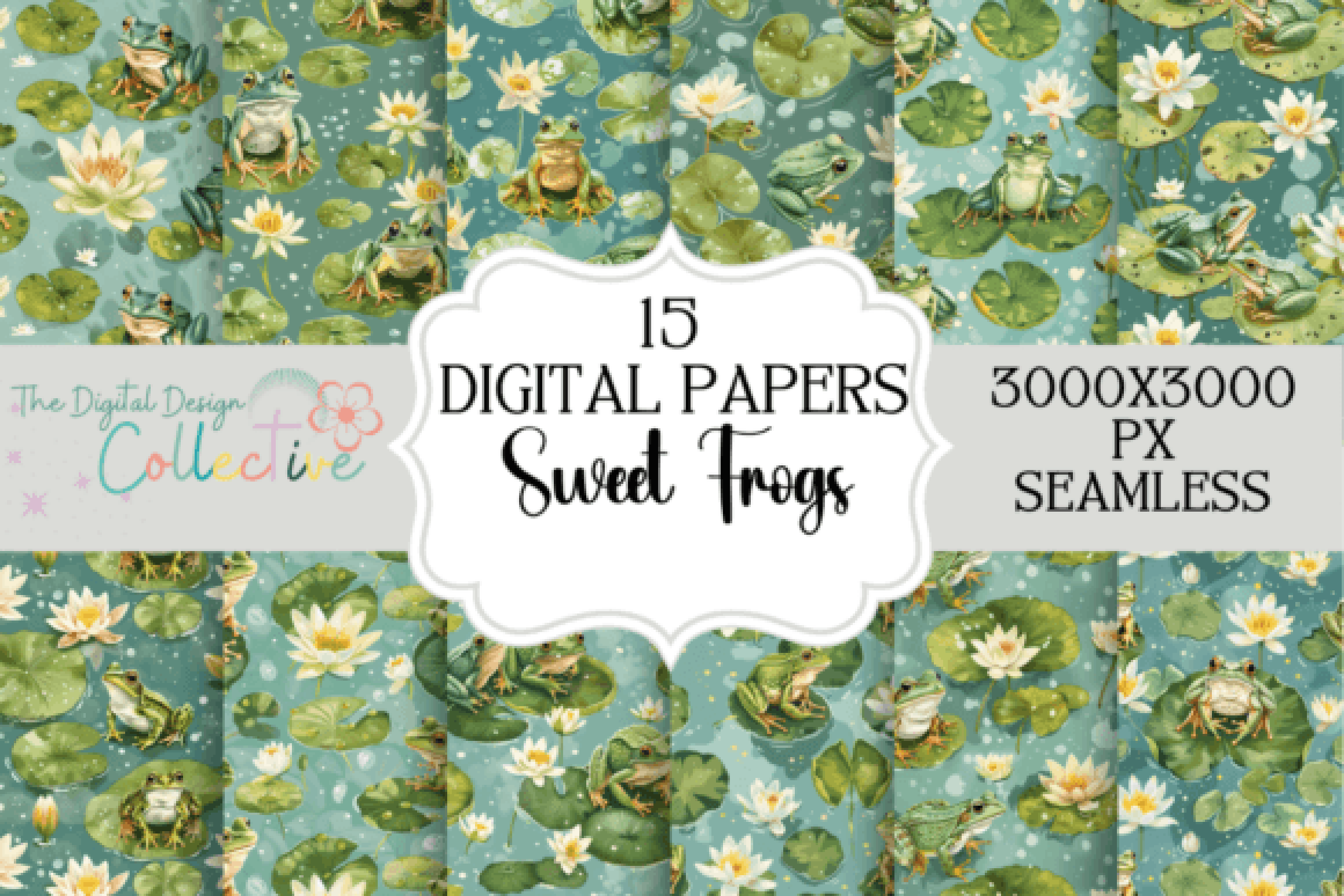 Cute Frogs Seamless Digital Paper