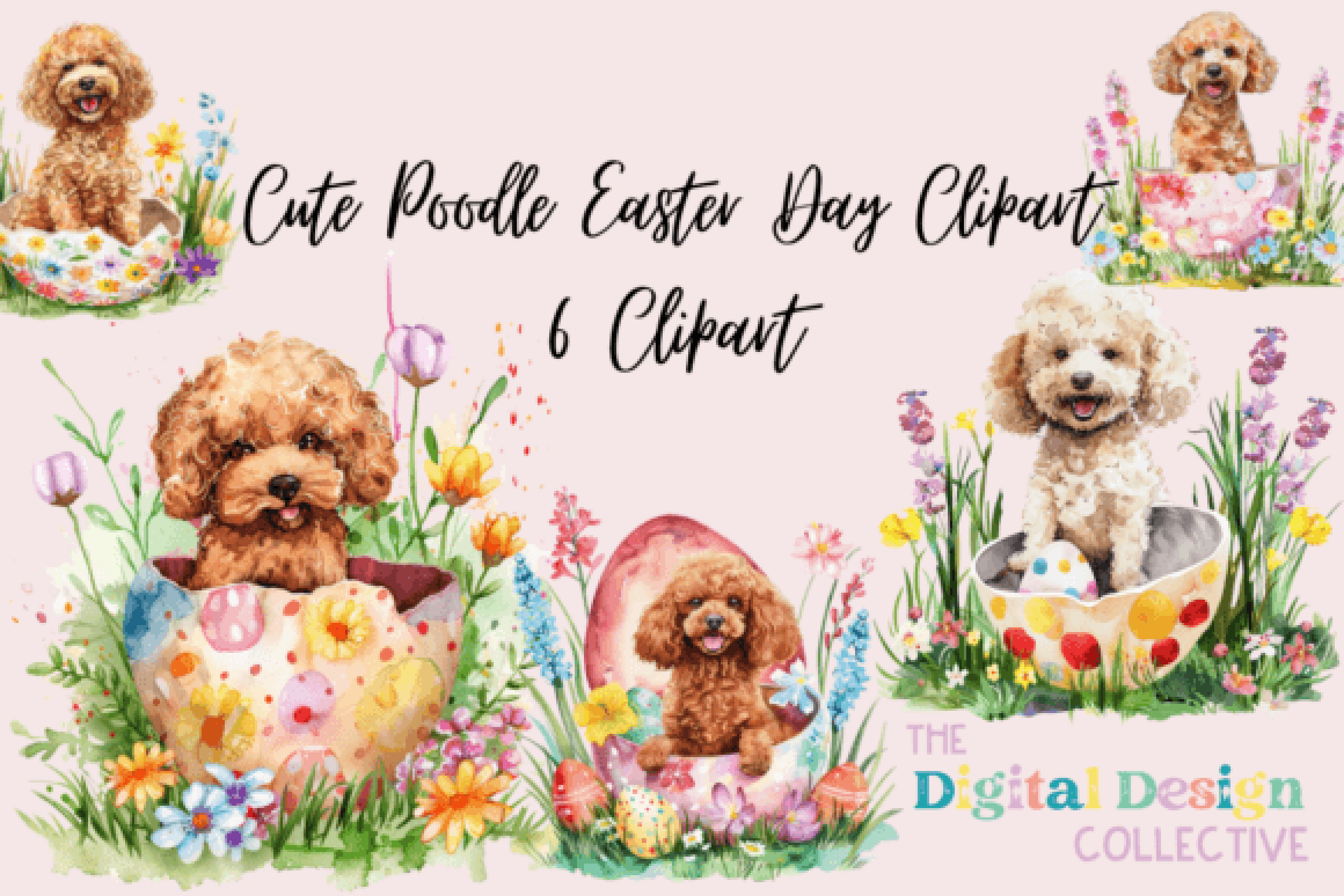 Easter Poodle Clipart Bundle