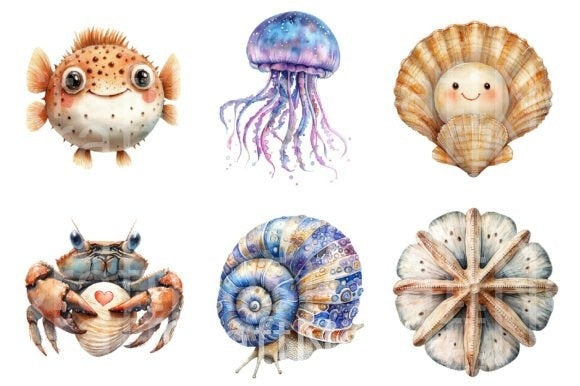 Cute Under the Sea Clipart Bundle - CraftNest - Digital Crafting and Art