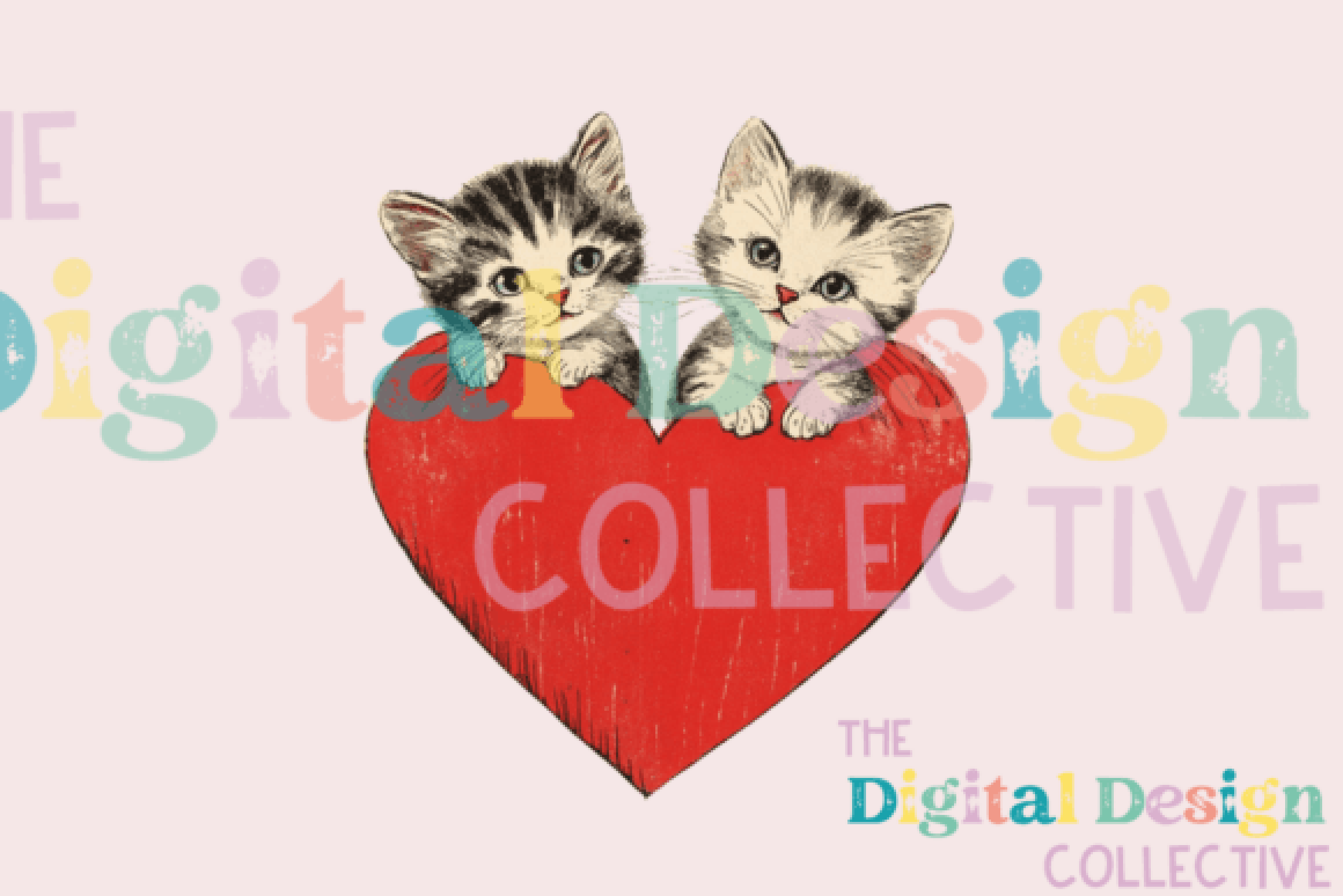 Vintage Cute Valentine's Cat Clipart Bundle