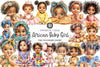 Cute African American Baby Girl Clipart Bundle