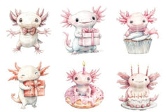Cute Axolotl Birthday Clipart Bundle - CraftNest - Digital Crafting and Art