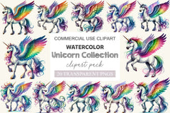 Cute Baby Unicorn Collection Clipart Bundle - CraftNest - Digital Crafting and Art