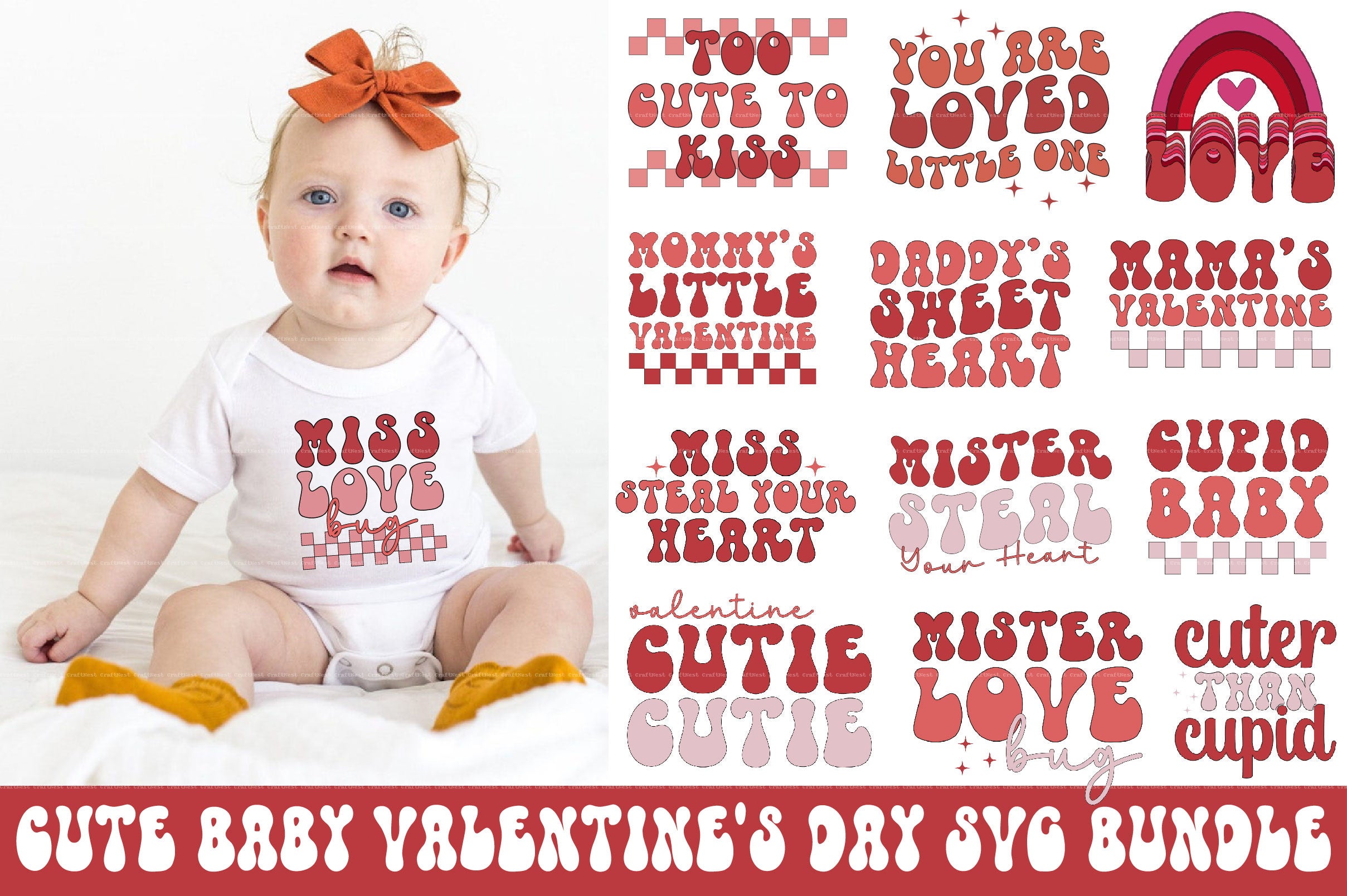 Cute Baby Valentine's Day SVG Bundle