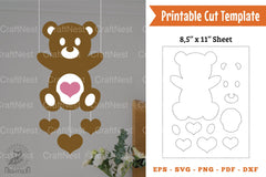 Cute Bear Papercut Template Bundle - CraftNest - Digital Crafting and Art