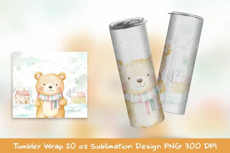 Cute Bear Tumbler Wrap - CraftNest - Digital Crafting and Art