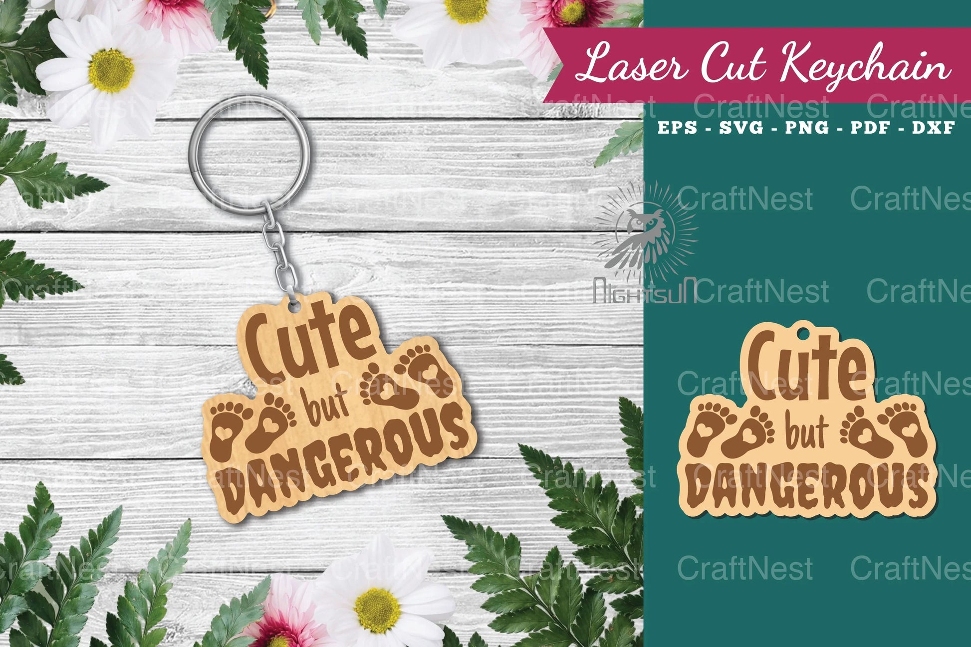 Cute But Dangerous Laser Cut Keychain Design Bundle - CraftNest - Digital Crafting and Art