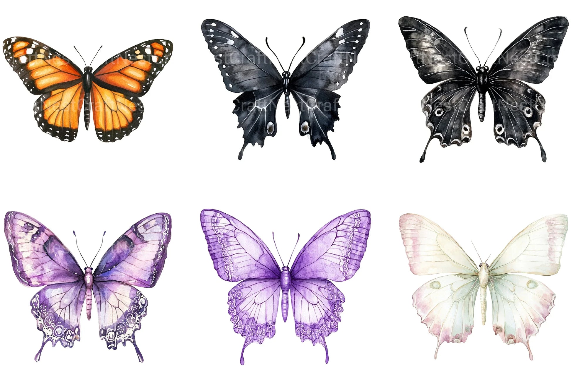 Cute Butterfly Clipart Bundle - CraftNest - Digital Crafting and Art