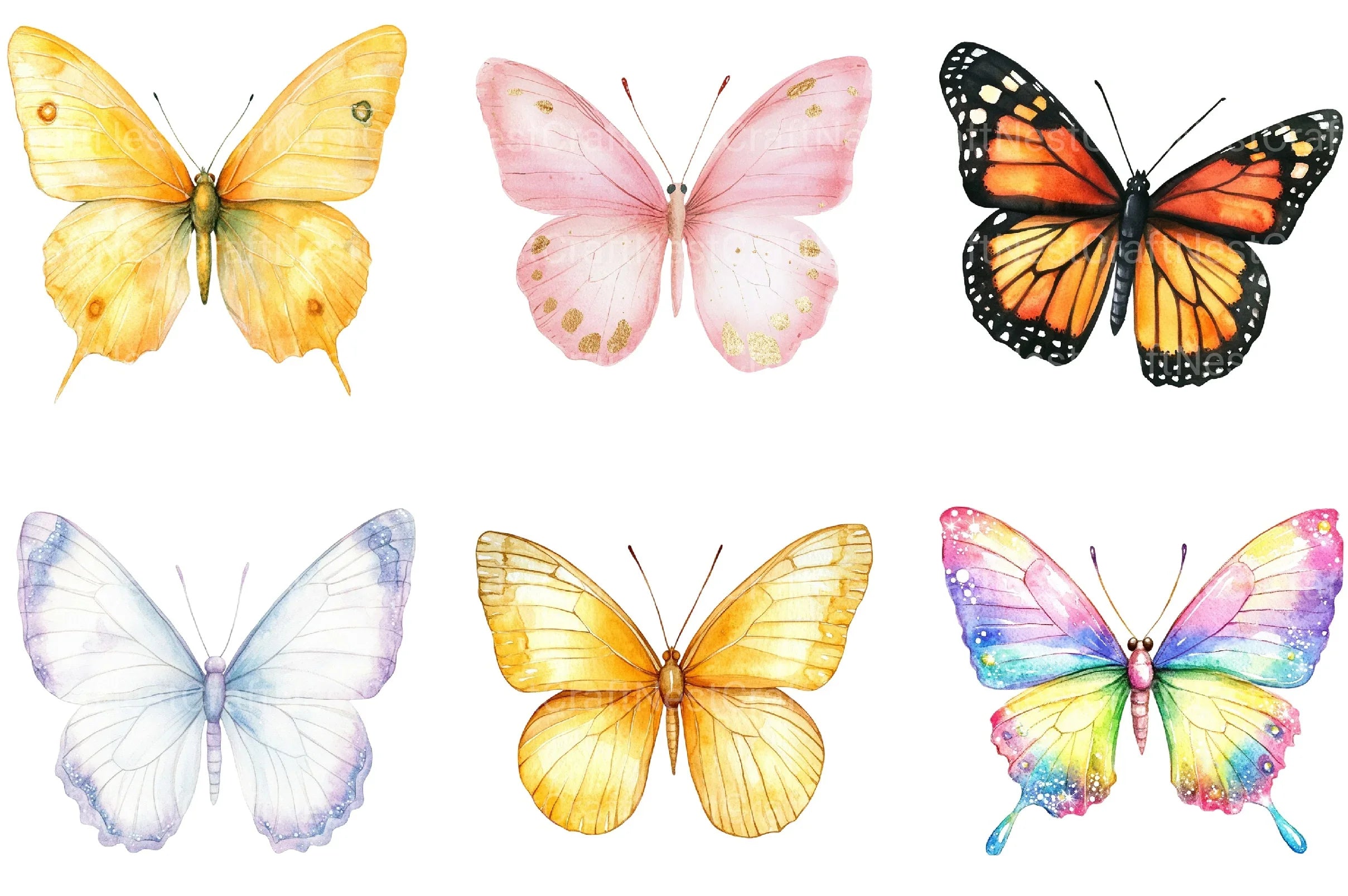 Cute Butterfly Clipart Bundle - CraftNest - Digital Crafting and Art