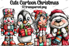 Cute Cartoon Christmas Clipart Bundle - CraftNest - Digital Crafting and Art