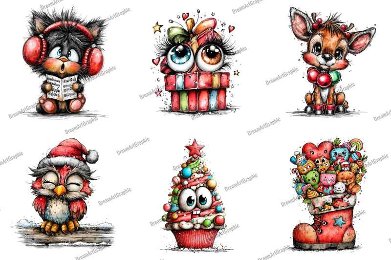 Cute Cartoon Christmas Clipart Bundle - CraftNest - Digital Crafting and Art