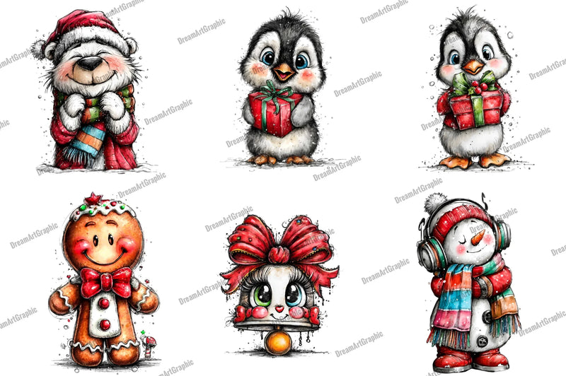 Cute Cartoon Christmas Clipart Bundle - CraftNest - Digital Crafting and Art