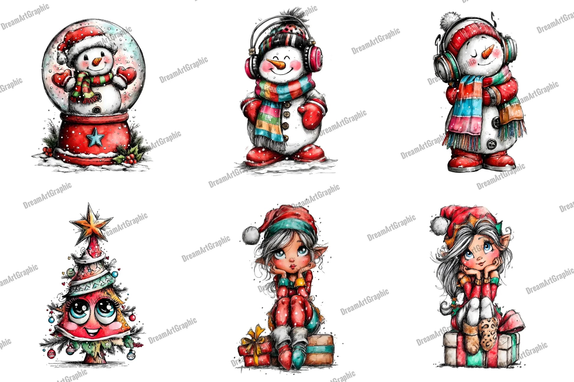 Cute Cartoon Christmas Clipart Bundle - CraftNest - Digital Crafting and Art