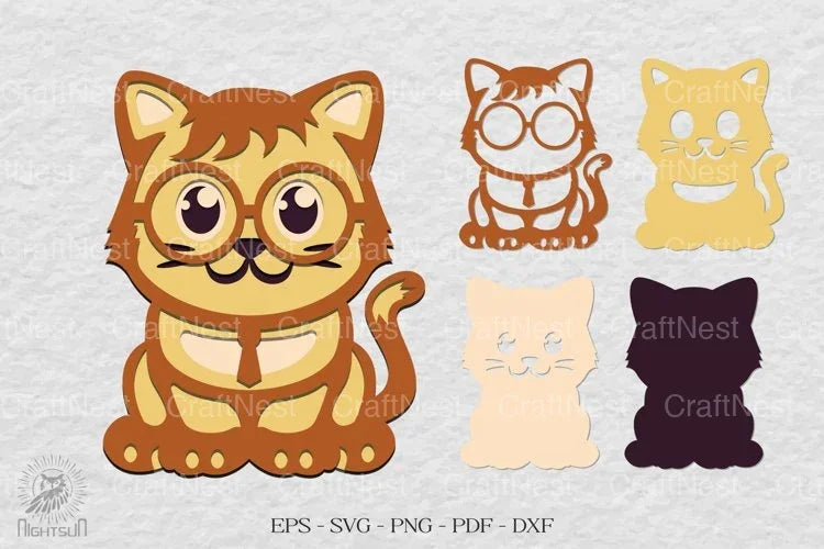 Cute Cat 3D Lasercut Clipart Bundle - CraftNest - Digital Crafting and Art