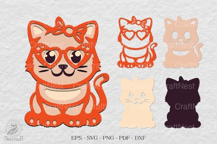 Cute Cat 3D Layered Design Clipart Bundle - CraftNest - Digital Crafting and Art