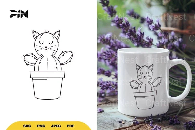Cute Cat Cactus SVG Bundle - CraftNest - Digital Crafting and Art