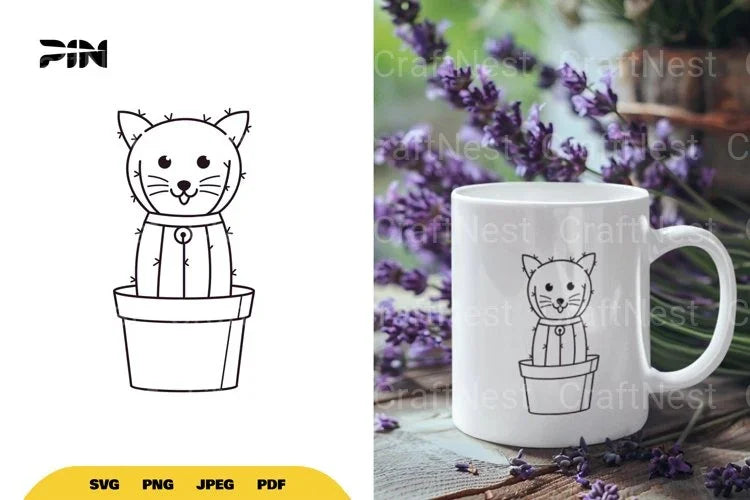 Cute Cat Cactus SVG Bundle - CraftNest - Digital Crafting and Art