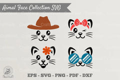 Cute Cat Face Collection Clipart Bundle - CraftNest - Digital Crafting and Art