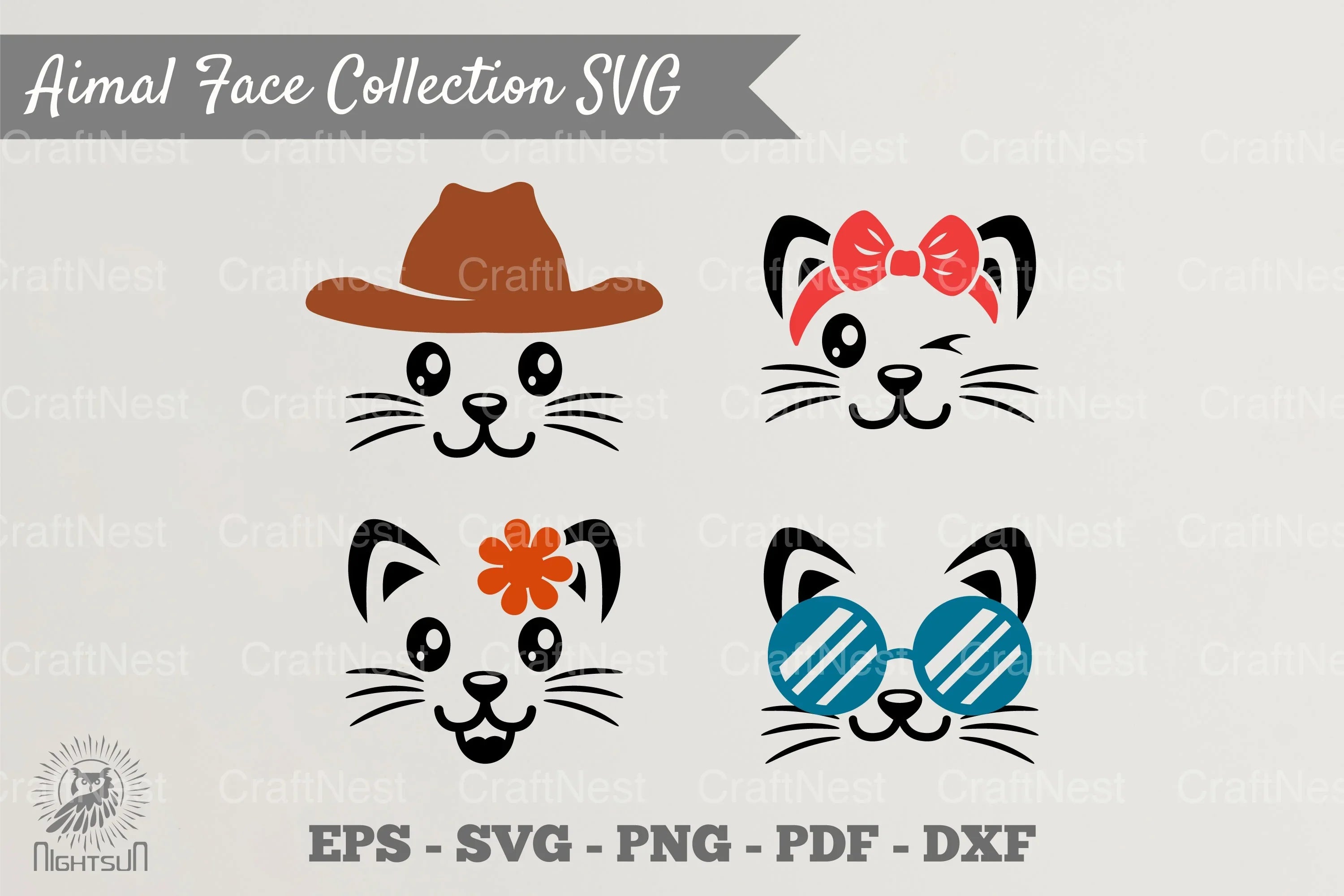 Cute Cat Face Collection Clipart Bundle - CraftNest - Digital Crafting and Art