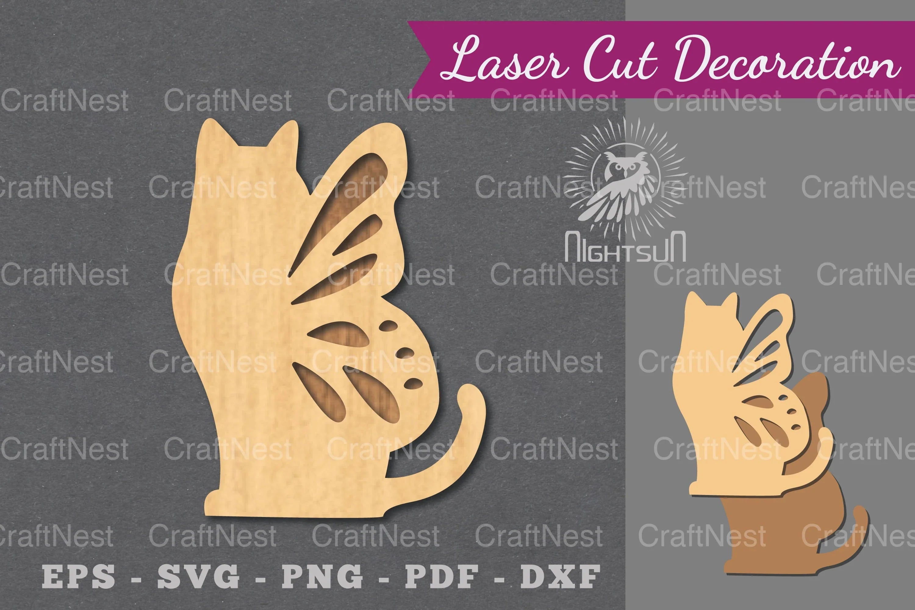 Cute Cat Laser Cut Decoration Bundle - CraftNest - Digital Crafting and Art