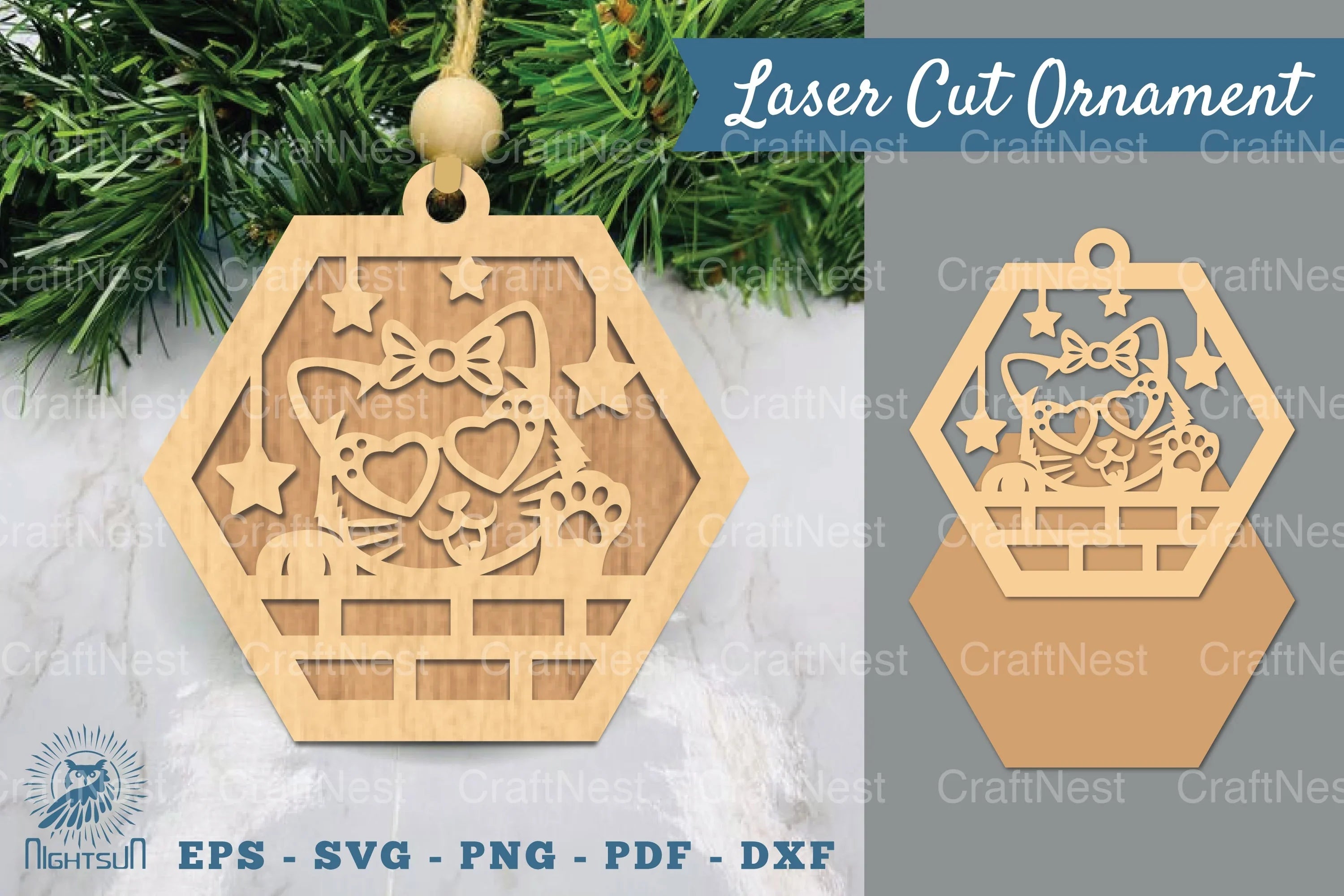 Cute Cat Laser Cut Ornament Clipart Bundle - CraftNest - Digital Crafting and Art