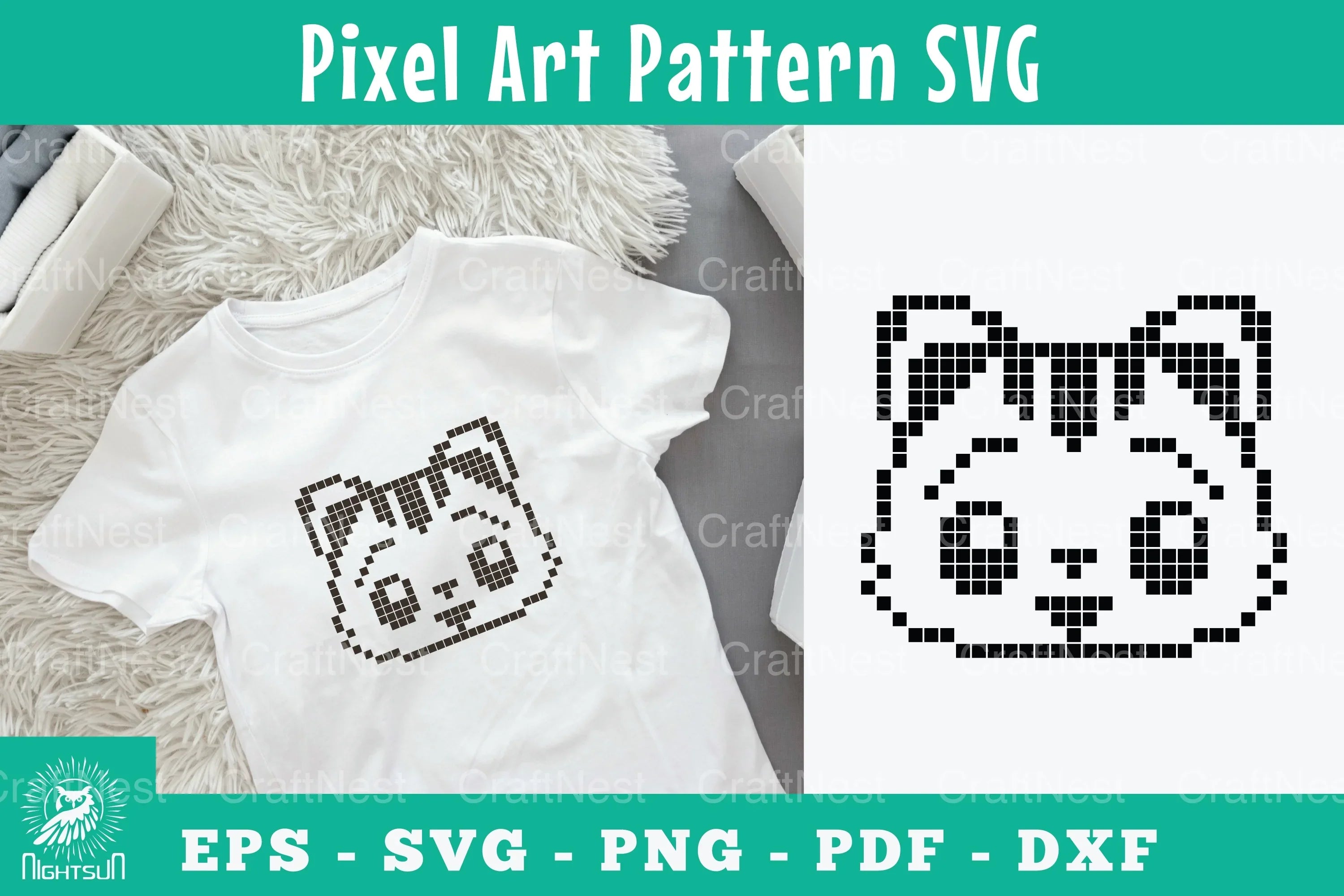 Cute Cat Pixel Art Pattern Clipart Bundle - CraftNest - Digital Crafting and Art