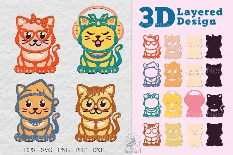 Cute Cat SVG Bundle - CraftNest - Digital Crafting and Art