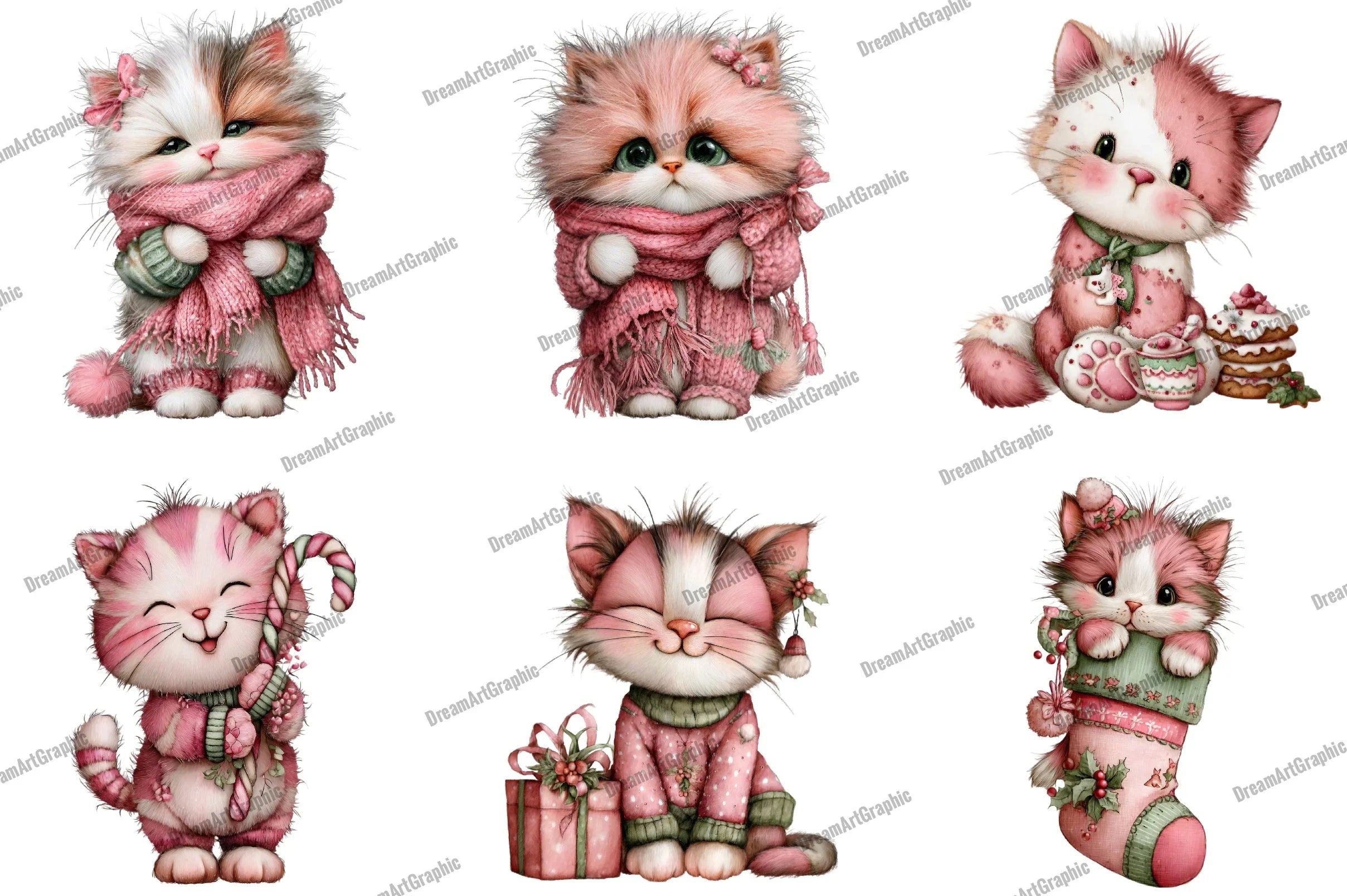 Cute Christmas Cat Clipart Bundle - CraftNest - Digital Crafting and Art