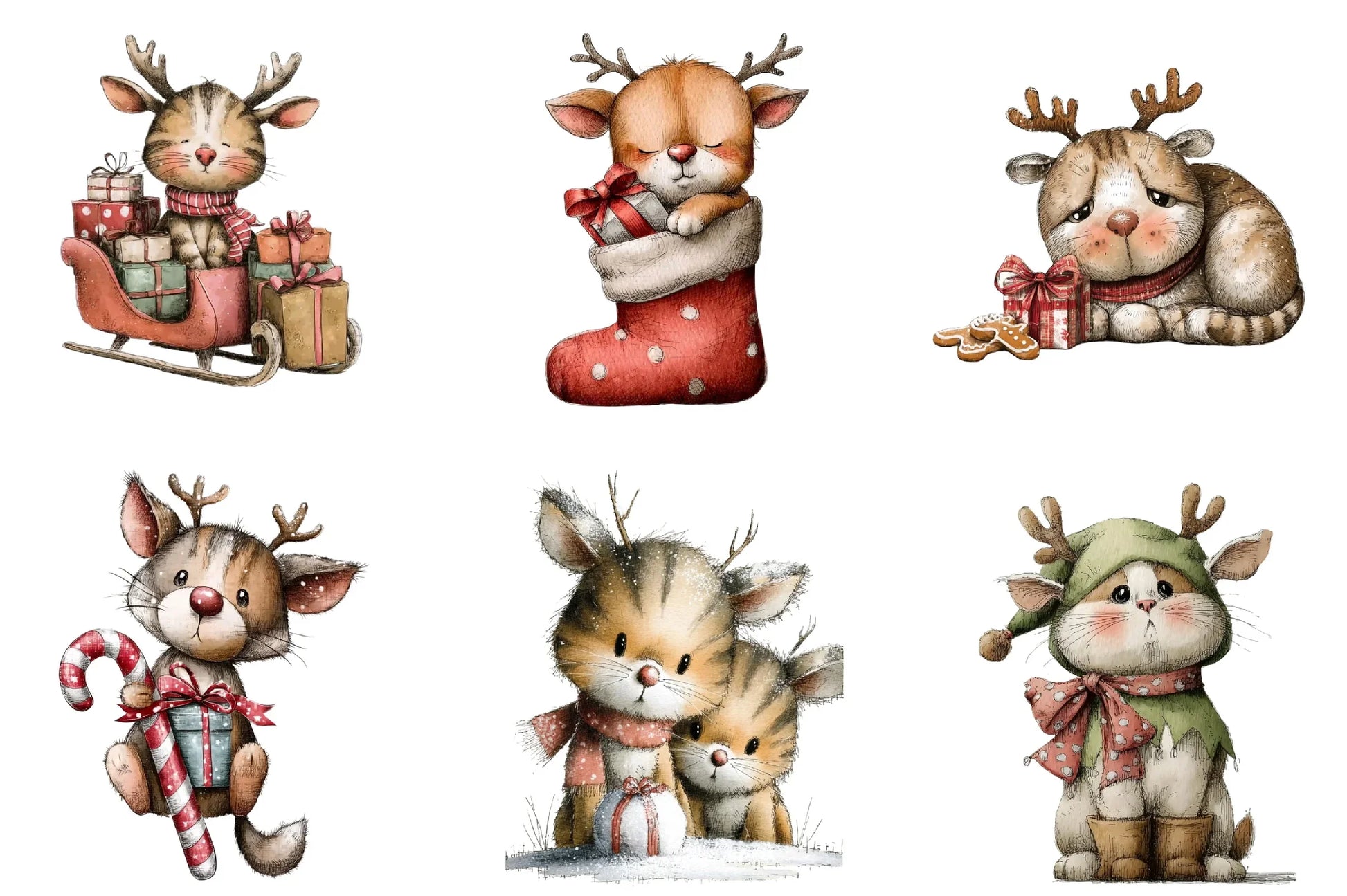 Cute Christmas Cat Clipart Bundle - CraftNest - Digital Crafting and Art