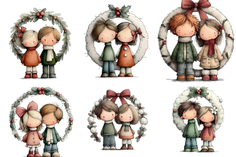 Cute Christmas Couple Clipart Bundle - CraftNest - Digital Crafting and Art