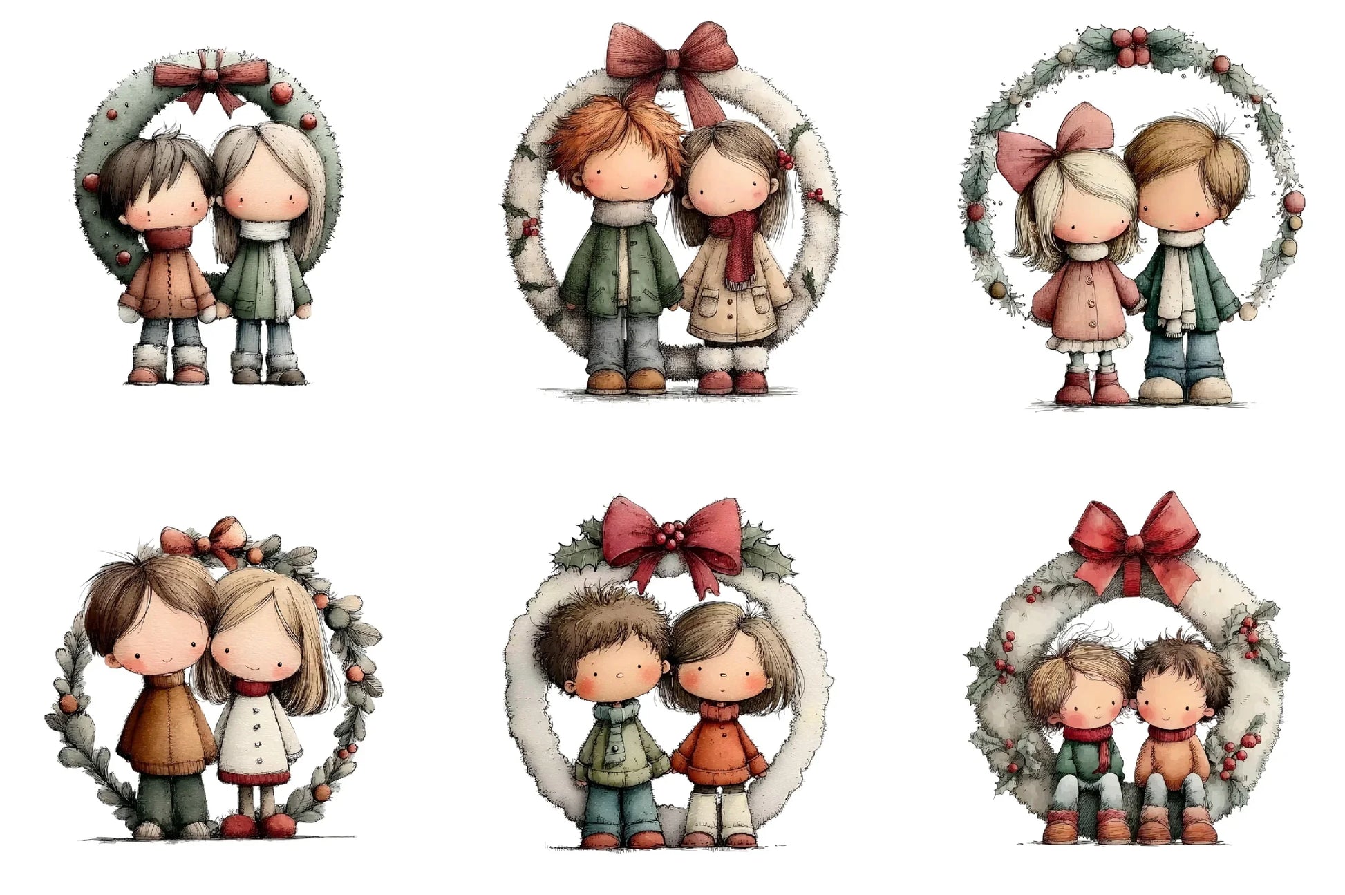 Cute Christmas Couple Clipart Bundle - CraftNest - Digital Crafting and Art