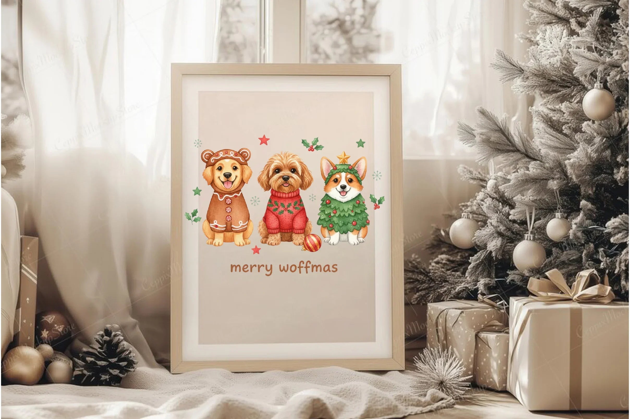 Cute Christmas Dog Clipart Bundle: Holiday Animals Collection - CraftNest - Digital Crafting and Art